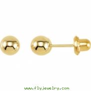 14kt Yellow 05.00 MM Polished INVERNESS BALL EARRING