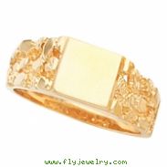 14kt Yellow 09.00 MM Polished GENTS SIGNET RING W/BRUSH FINI
