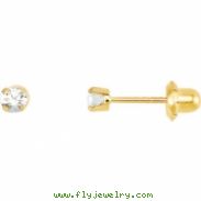 14kt Yellow APRIL 03.00 MM Polished SOLITAIRE BIRTHSTONE EARRING