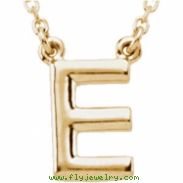 14kt Yellow E 16" Polished BLOCK INITIAL NECKLACE