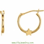 14kt Yellow EARRING Complete No Setting NONE Pair NONE YOUTH HOOP ER W/STAR & PKG