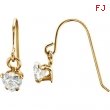 14kt Yellow EARRING Complete with Stone 15.00X04.00 MM ROUND 04.00 MM CUBIC ZIRCONIA Polished YOUTH 