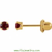 14kt Yellow JULY 03.00 MM Polished SOLITAIRE BIRTHSTONE EARRING