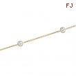 14kt Yellow NECKLACE Complete with Stone 18.00 INCH ROUND 04.00 MM CZ Polished CZ BEZEL STATION NECK
