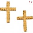 14kt Yellow PAIR 13.00X09.00 MM Polished CROSS EARRING