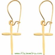 14kt Yellow PAIR 17.00X11.00 MM Polished EARWIRE WITH CROSS