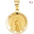 14kt Yellow Pendant Complete No Setting 14.75 MM Polished ROUND HOLLOW ST. JUDE MEDAL