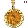14kt Yellow Pendant Complete No Setting 15.00 MM Polished RD HOL SACRED HRT OF JESUS MED