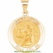 14kt Yellow Pendant Complete No Setting 18.50 MM Polished ROUND HOLLOW ST. LUKE MEDAL