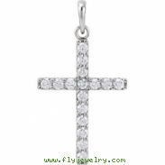 14kt Yellow Pendant Complete with Stone 1 02.50 MM Polished DIAMOND CROSS PENDANT