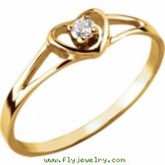 14kt Yellow Ring Complete with Stone 03.00 HEART 02.00 MM CZ Polished YOUTH HEART CZ RING WITH PKG