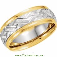 14kt Yellow/White Band 08.00 07.00 MM Complete No Setting Polished TWO TONE DESIGN BAND (Y-W-Y)