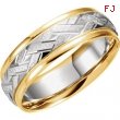 14kt Yellow/White Band 11.00 07.00 MM Complete No Setting Polished TWO TONE DESIGN BAND (Y-W-Y)