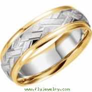 14kt Yellow/White Band 11.00 07.00 MM Complete No Setting Polished TWO TONE DESIGN BAND (Y-W-Y)