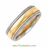 14kt Yellow/White SIZE 10.00 Polished TWO TONE DESIGN BAND WYW