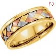 14kt Yellow/White/Rose 9 07.75 mm Tri Color Hand Woven Band