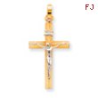 14KTwo-Tone Gold INRI Hollow Crucifix Pendant
