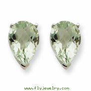 14kw 10x7 Pear Green Amethyst Earring