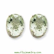 14kw 12x10 Oval Green Amethyst Earring