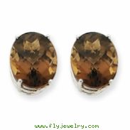 14kw 12x10 Oval Smokey Quartz Earring