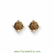 14kw 4mm Round Smokey Quartz Earring