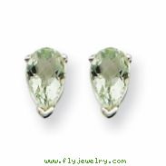 14kw 5x3 Pear Green Amethyst Earring