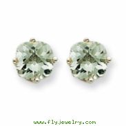 14kw 6mm Cushion Green Amethyst Earring