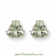 14kw 6mm Trillion Green Amethyst Earring