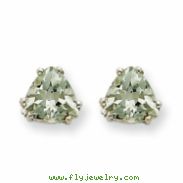 14kw 6mm Trillion Green Amethyst Earring