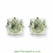 14kw 7mm Square Green Amethyst Earring