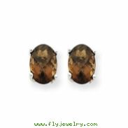 14kw 7x5 Oval Smokey Quartz Earring