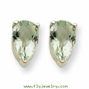 14kw 8x5 Pear Green Amethyst Earring