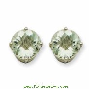 14kw 9mm Round Green Amethyst Earring