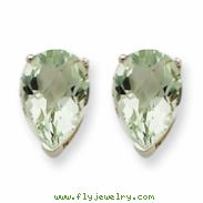14kw 9x6 Pear Green Amethyst Earring