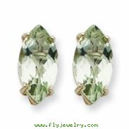 14kw Marquise 4-Prong 12 x 6mm Green Amethyst Earring