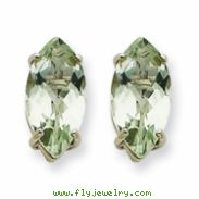 14kw Marquise 4-Prong 12 x 6mm Green Amethyst Earring