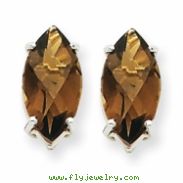 14kw Marquise 4-Prong 12 x 6mm Smokey Quartz Earring