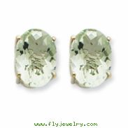 14kw Oval 4-Prong 14 x 10mm Green Amethyst Earring