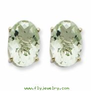 14kw Oval 4-Prong 14 x 10mm Green Amethyst Earring