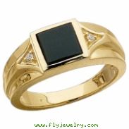 14KY .04 CT TW 08.00 MM P GEN ONYX AND DIAMOND RING