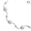 16in Rhodium-plated CZ Flower Wave Necklace chain