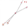 16in Rhodium-plated Pink Crystal Y-Necklace chain