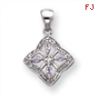 18in Rhodium-plated Lavender CZ Filigree Necklace chain