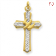 18k Gold -plated & Sterling Silver Dove Cross Charm