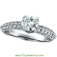 18K White Gold 1.01ct Diamond Antique Style Engagement Ring SI2 H-I
