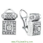 18K White Gold Antique-Style 1.5ct Diamond Scroll-Design French-Style Post Earrings