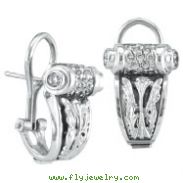 18K White Gold Antique-Style .59ct Diamond Scroll French-Style Post Earrings