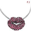 18K White Gold Pink Sapphire Lips Pendant on Snake Chain Necklace