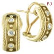 18K Yellow Gold Antique Style .22ct Diamond Bezel French Hoop Earrings