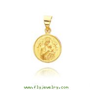 18K Yellow Gold Round Our Lady of Perpetual Help Medal